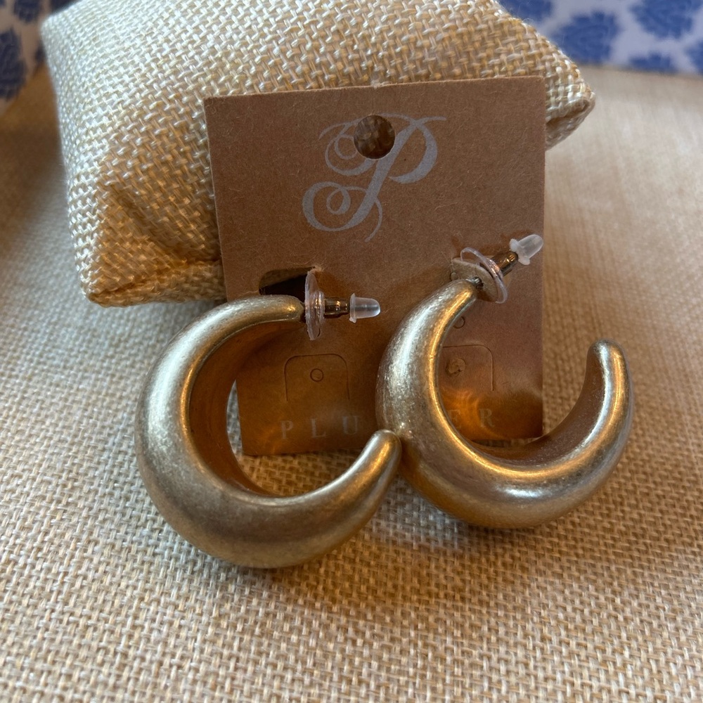 Gold Crescent Hoop Earrings